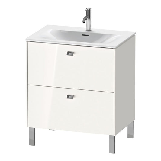 Duravit Brioso BR45110 28" x 27" x 19" Two Drawer Floor Standing Vanity Unit in White High Gloss and Chrome Handle