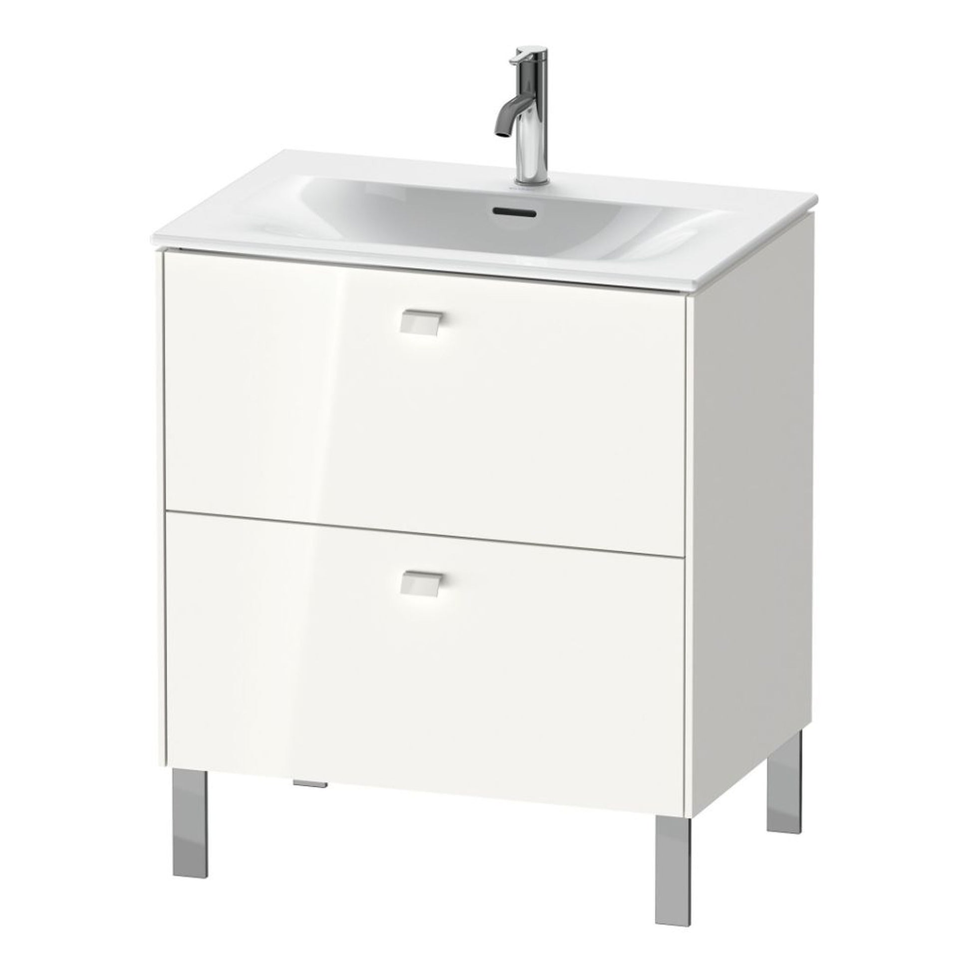 Duravit Brioso BR45110 28" x 27" x 19" Two Drawer Floor Standing Vanity Unit in White High Gloss