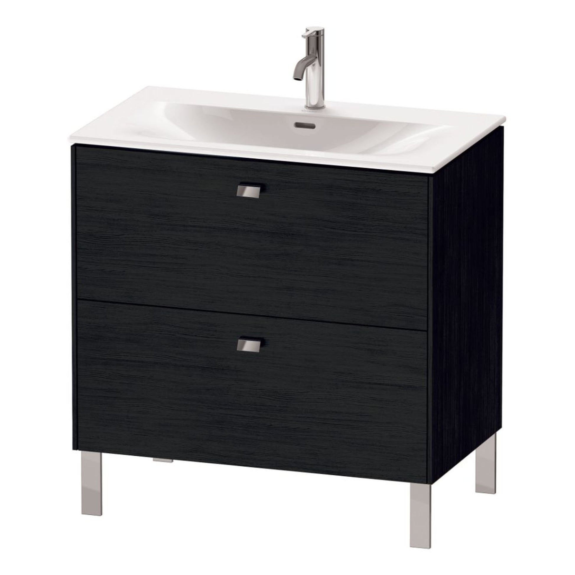 Duravit Brioso BR45120 32" x 27" x 19" Two Drawer Floor Standing Vanity Unit in Black Oak and Chrome Handle