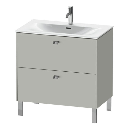 Duravit Brioso BR45120 32" x 27" x 19" Two Drawer Floor Standing Vanity Unit in Concrete Grey Matt and Chrome Handle