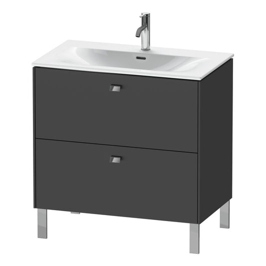 Duravit Brioso BR45120 32" x 27" x 19" Two Drawer Floor Standing Vanity Unit in Graphite Matt and Chrome Handle