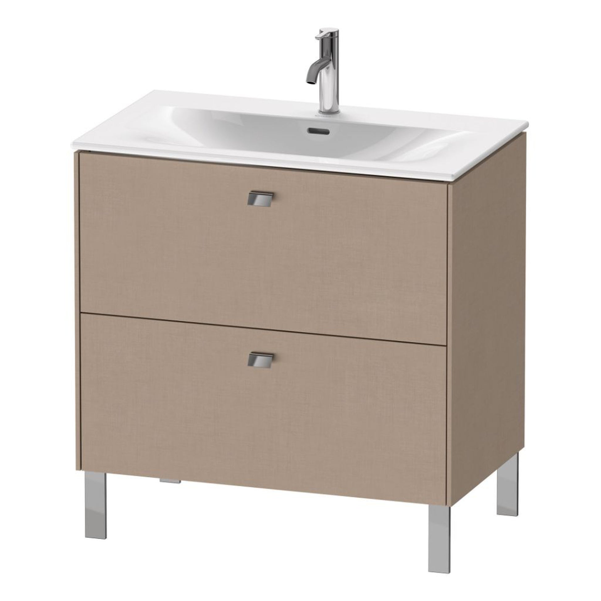 Duravit Brioso BR45120 32" x 27" x 19" Two Drawer Floor Standing Vanity Unit in Linen and Chrome Handle