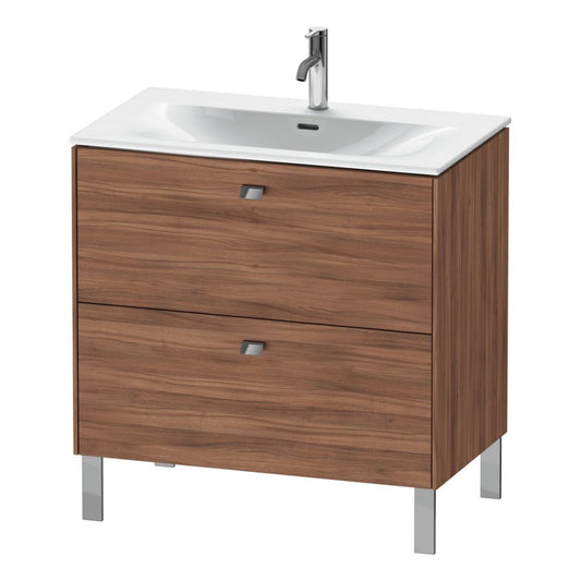 Duravit Brioso BR45120 32" x 27" x 19" Two Drawer Floor Standing Vanity Unit in Natural Walnut and Chrome Handle