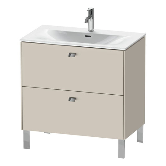 Duravit Brioso BR45120 32" x 27" x 19" Two Drawer Floor Standing Vanity Unit in Taupe and Chrome Handle