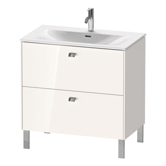 Duravit Brioso BR45120 32" x 27" x 19" Two Drawer Floor Standing Vanity Unit in White High Gloss and Chrome Handle