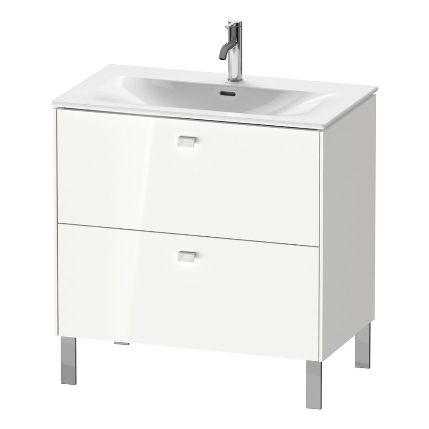 Duravit Brioso BR45120 32" x 27" x 19" Two Drawer Floor Standing Vanity Unit in White High Gloss