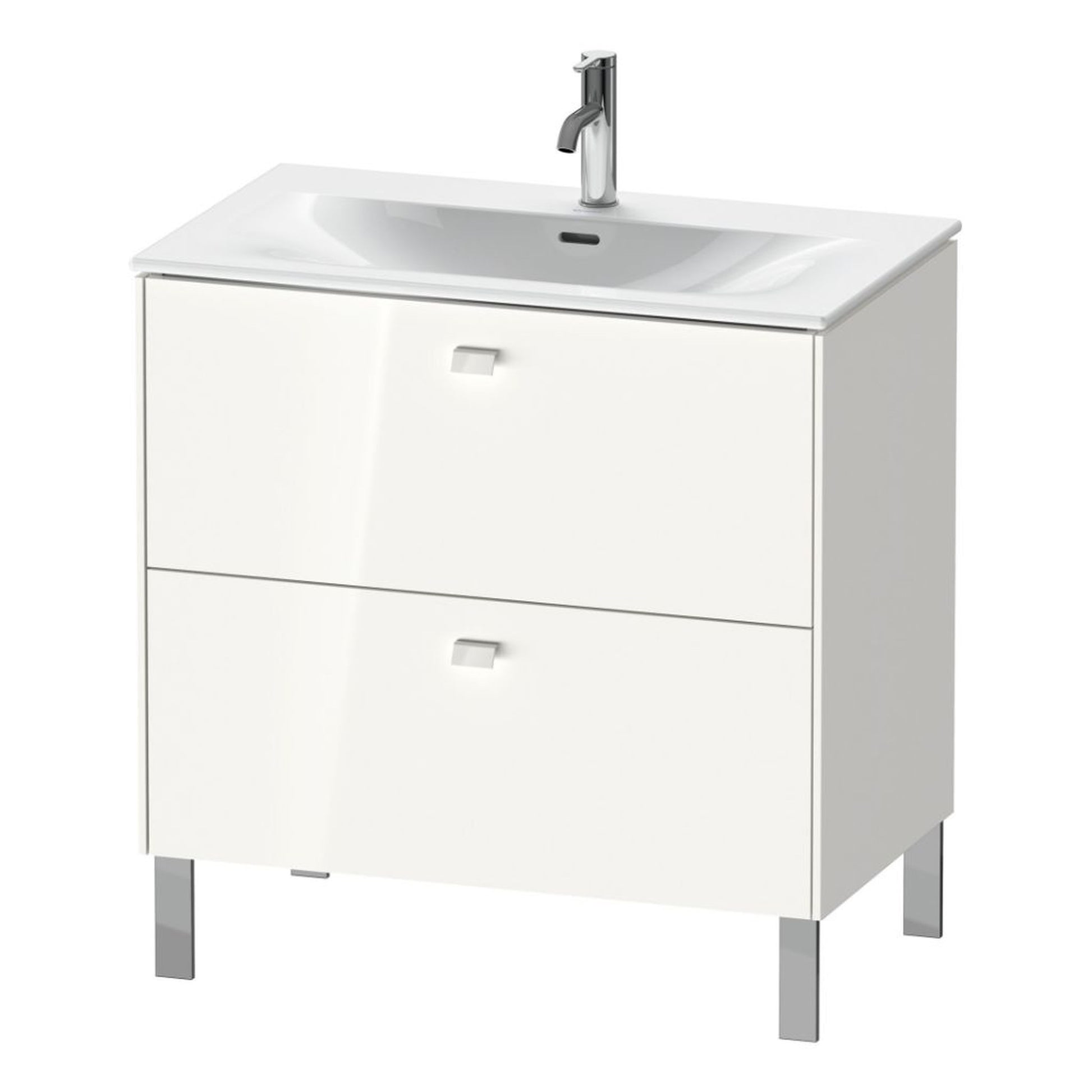 Duravit Brioso BR45120 32" x 27" x 19" Two Drawer Floor Standing Vanity Unit in White High Gloss