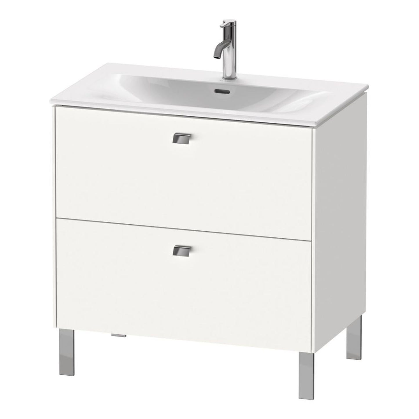 Duravit Brioso BR45120 32" x 27" x 19" Two Drawer Floor Standing Vanity Unit in White Matt and Chrome Handle
