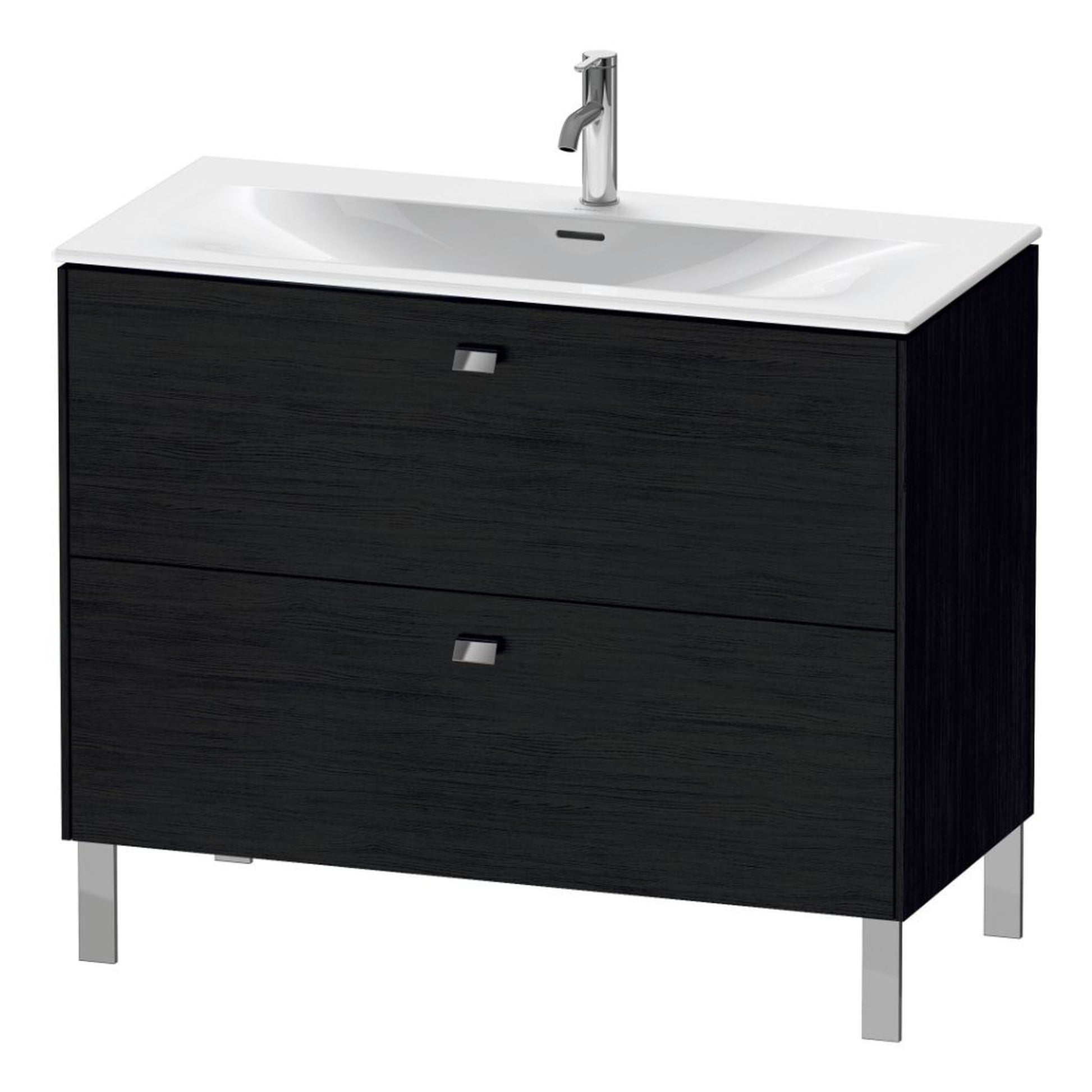 Duravit Brioso BR45130 40" x 27" x 19" Two Drawer Floor Standing Vanity Unit in Black Oak and Chrome Handle