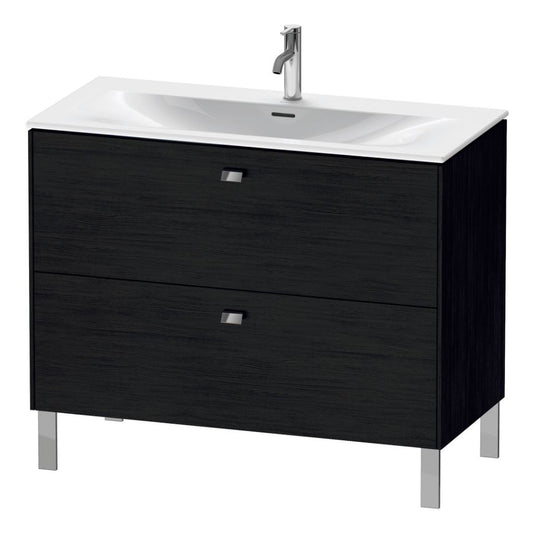 Duravit Brioso BR45130 40" x 27" x 19" Two Drawer Floor Standing Vanity Unit in Black Oak and Chrome Handle