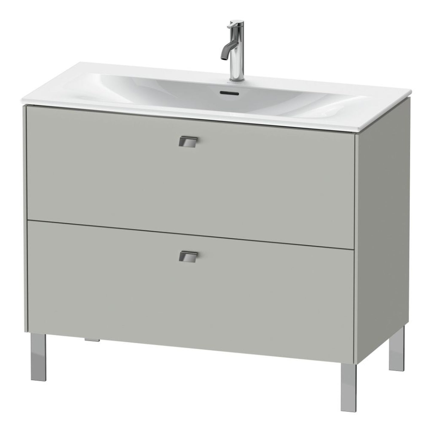 Duravit Brioso BR45130 40" x 27" x 19" Two Drawer Floor Standing Vanity Unit in Concrete Grey Matt and Chrome Handle