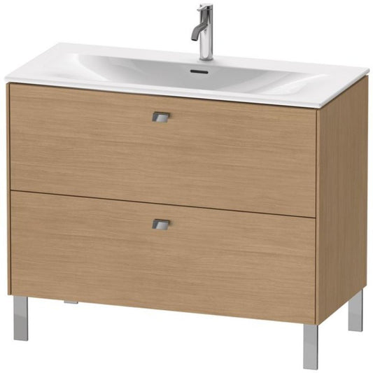 Duravit Brioso BR45130 40" x 27" x 19" Two Drawer Floor Standing Vanity Unit in European Oak and Chrome Handle