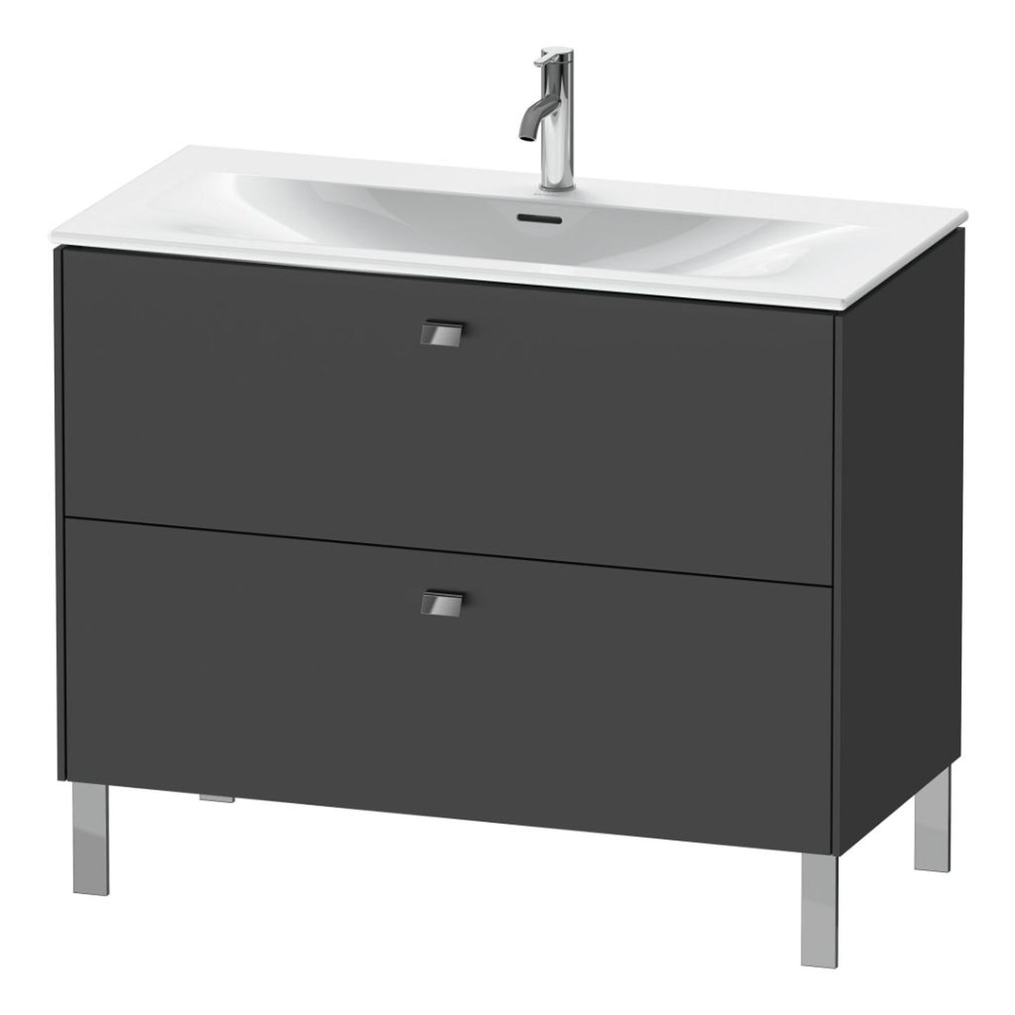 Duravit Brioso BR45130 40" x 27" x 19" Two Drawer Floor Standing Vanity Unit in Graphite Matt and Chrome Handle