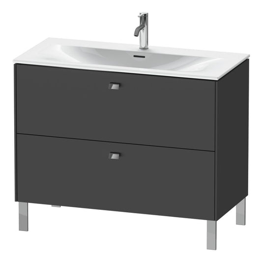 Duravit Brioso BR45130 40" x 27" x 19" Two Drawer Floor Standing Vanity Unit in Graphite Matt and Chrome Handle