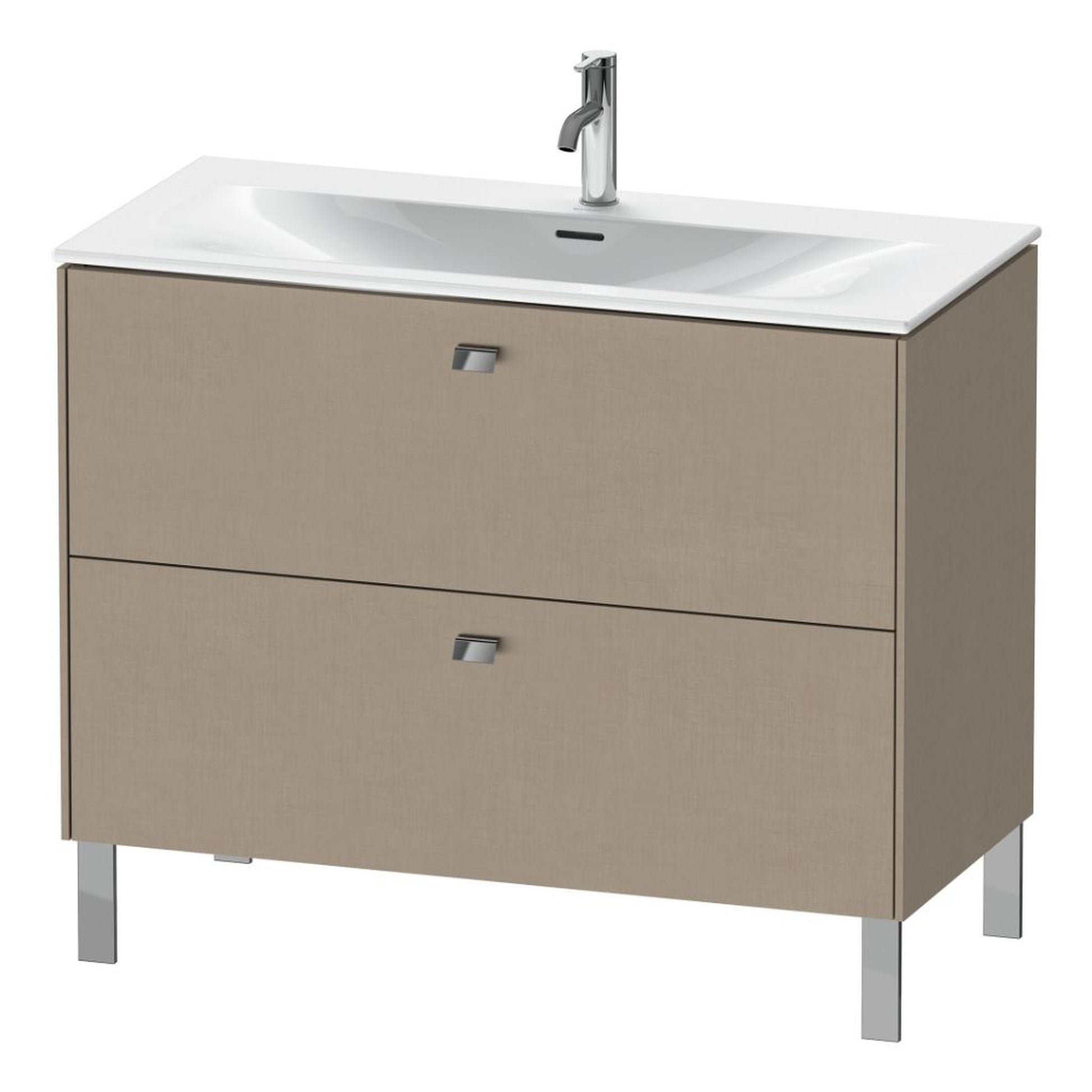 Duravit Brioso BR45130 40" x 27" x 19" Two Drawer Floor Standing Vanity Unit in Linen and Chrome Handle