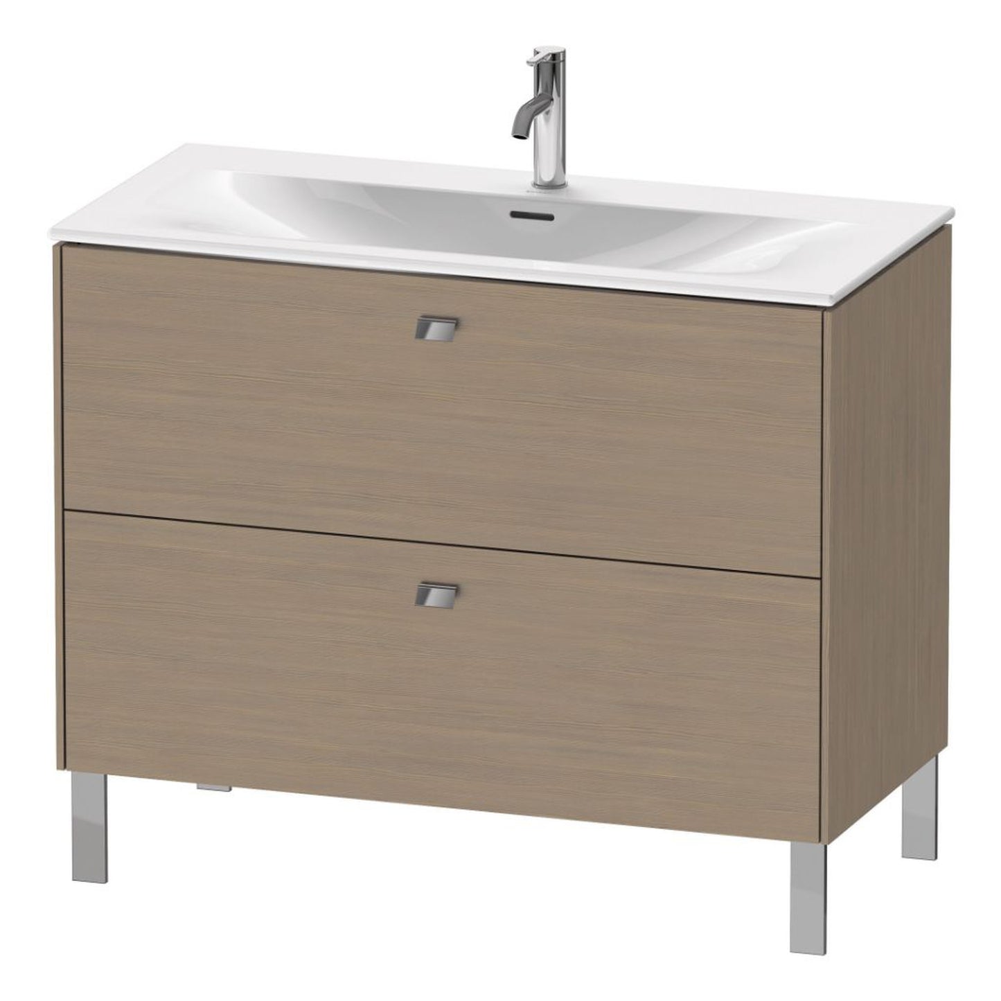 Duravit Brioso BR45130 40" x 27" x 19" Two Drawer Floor Standing Vanity Unit in Oak Terra and Chrome Handle