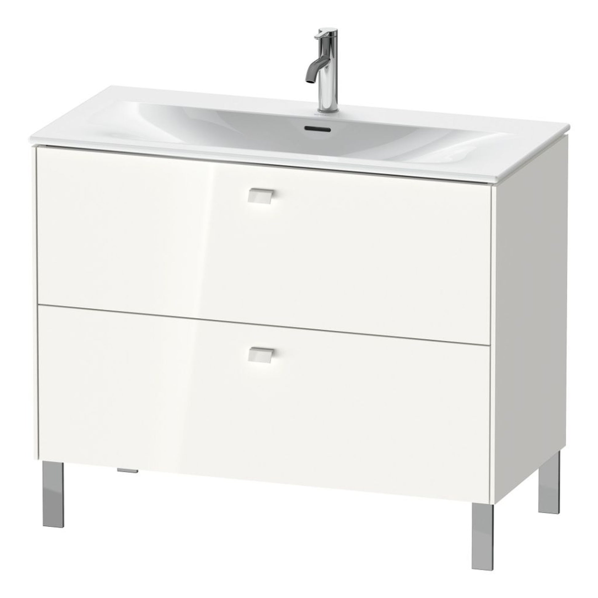 Duravit Brioso BR45130 40" x 27" x 19" Two Drawer Floor Standing Vanity Unit in White High Gloss