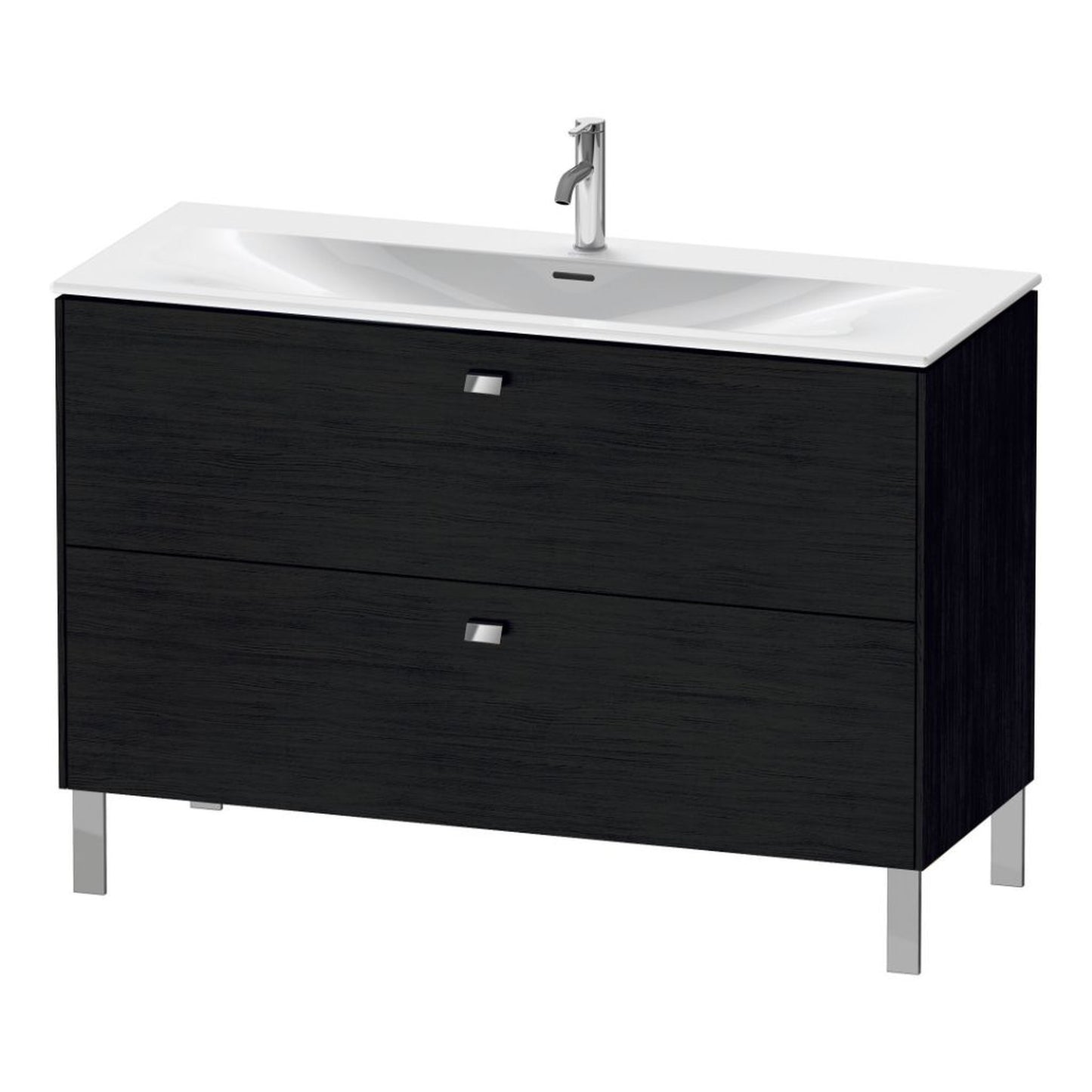 Duravit Brioso BR45140 48" x 27" x 19" Two Drawer Floor Standing Vanity Unit in Black Oak and Chrome Handle
