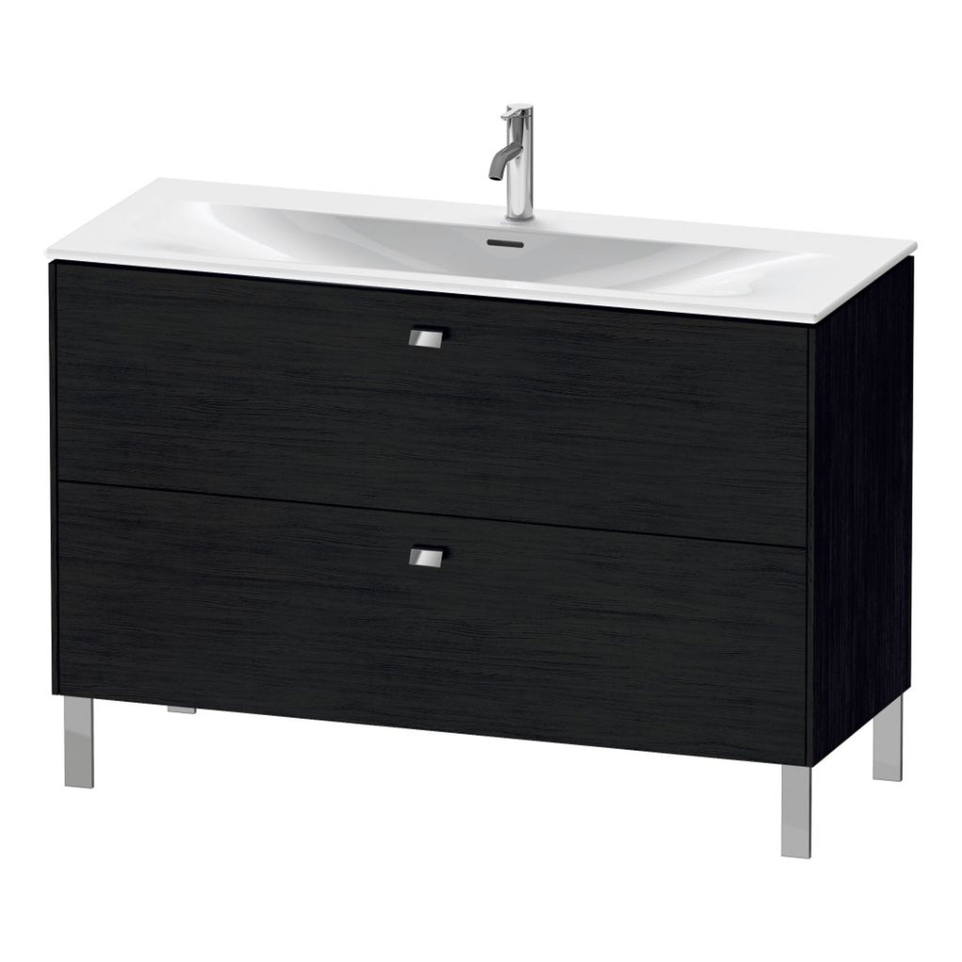Duravit Brioso BR45140 48" x 27" x 19" Two Drawer Floor Standing Vanity Unit in Black Oak and Chrome Handle