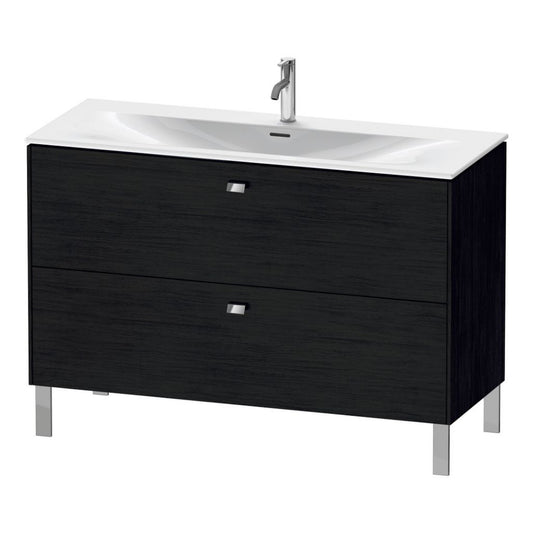 Duravit Brioso BR45140 48" x 27" x 19" Two Drawer Floor Standing Vanity Unit in Black Oak and Chrome Handle
