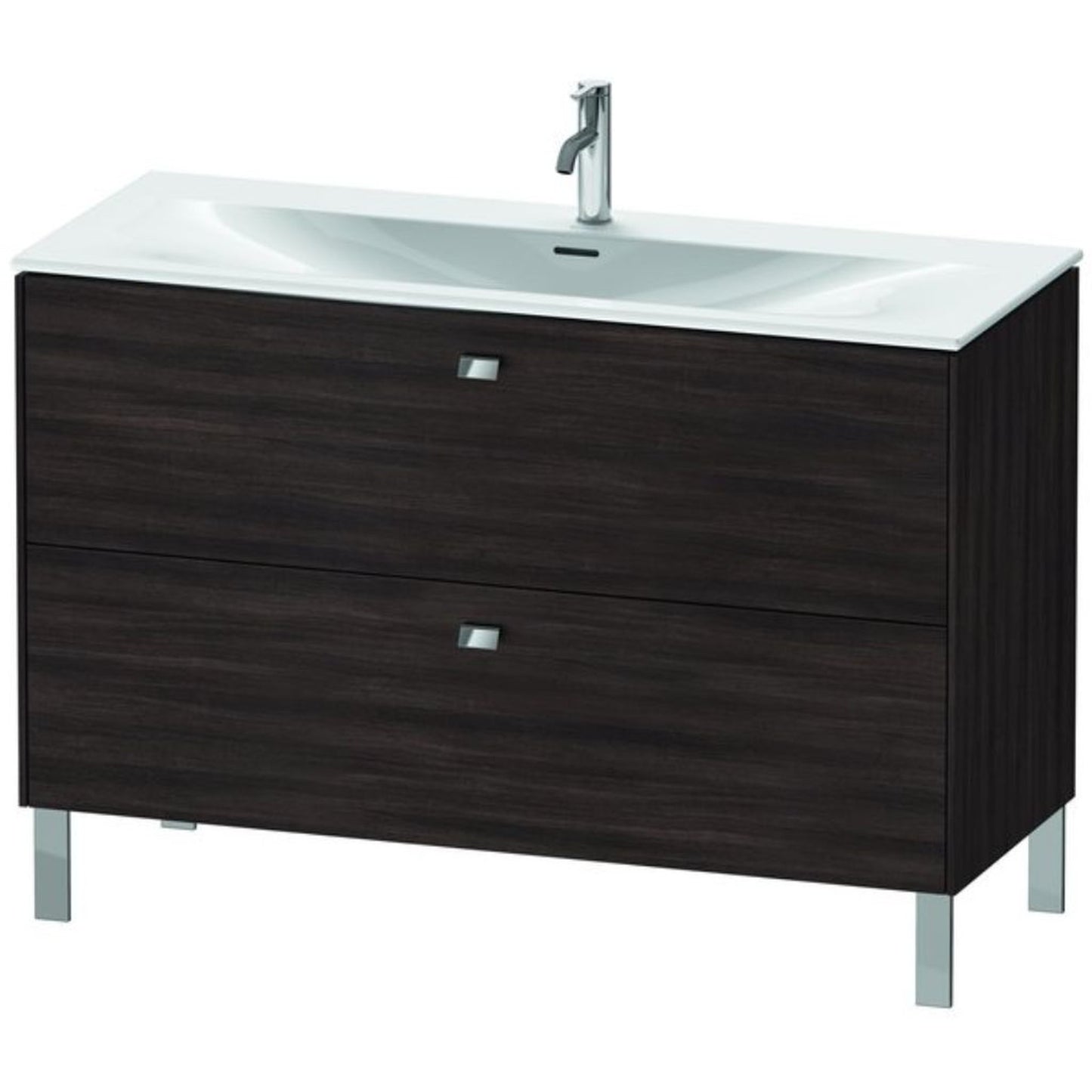 Duravit Brioso BR45140 48" x 27" x 19" Two Drawer Floor Standing Vanity Unit in Chestnut Dark and Chrome Handle