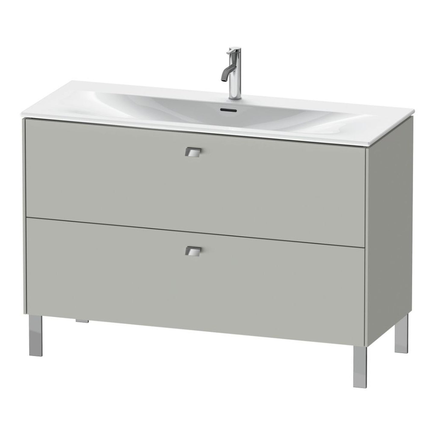 Duravit Brioso BR45140 48" x 27" x 19" Two Drawer Floor Standing Vanity Unit in Concrete Grey Matt and Chrome Handle