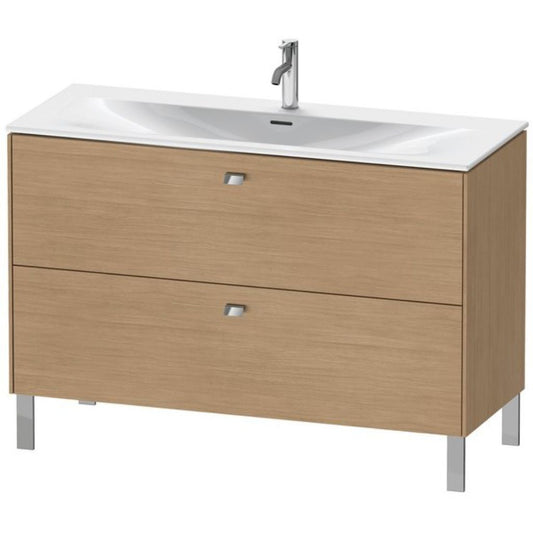Duravit Brioso BR45140 48" x 27" x 19" Two Drawer Floor Standing Vanity Unit in European Oak and Chrome Handle