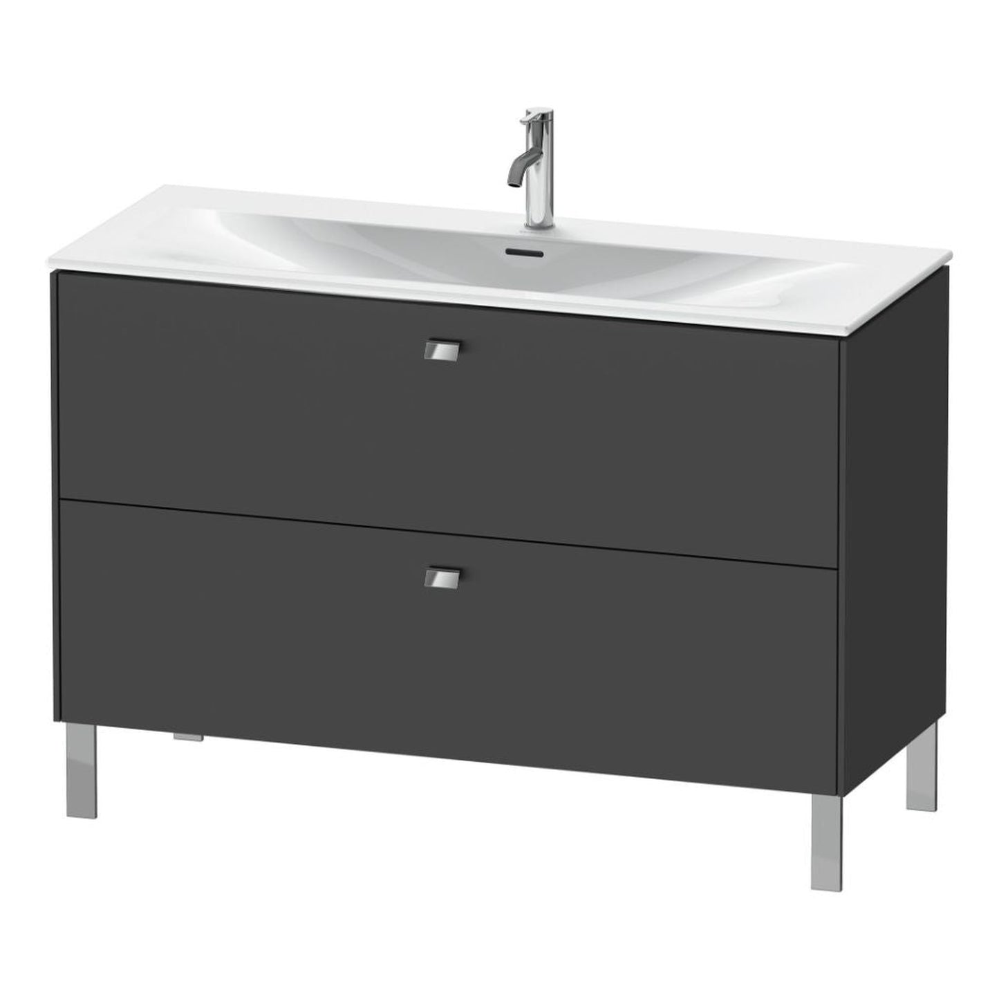 Duravit Brioso BR45140 48" x 27" x 19" Two Drawer Floor Standing Vanity Unit in Graphite Matt and Chrome Handle