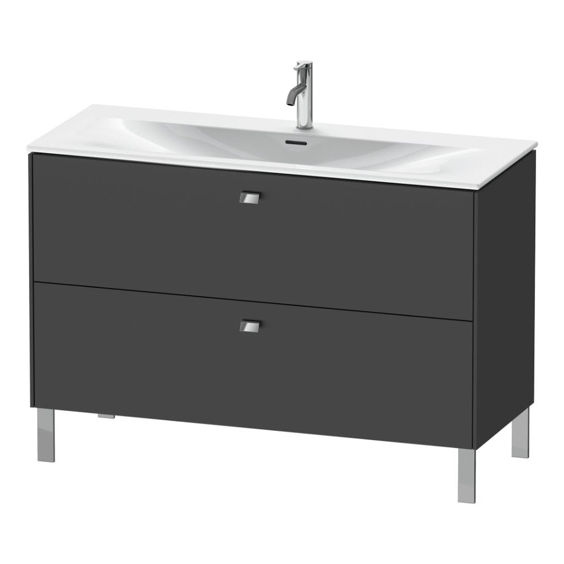 Duravit Brioso BR45140 48" x 27" x 19" Two Drawer Floor Standing Vanity Unit in Graphite Matt and Chrome Handle