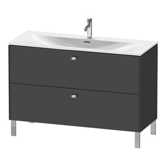 Duravit Brioso BR45140 48" x 27" x 19" Two Drawer Floor Standing Vanity Unit in Graphite Matt and Chrome Handle