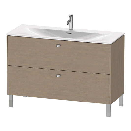 Duravit Brioso BR45140 48" x 27" x 19" Two Drawer Floor Standing Vanity Unit in Oak Terra and Chrome Handle