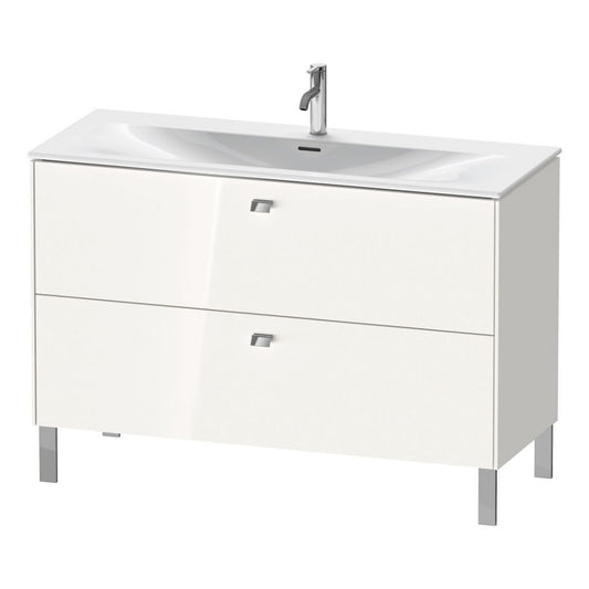 Duravit Brioso BR45140 48" x 27" x 19" Two Drawer Floor Standing Vanity Unit in White High Gloss and Chrome Handle