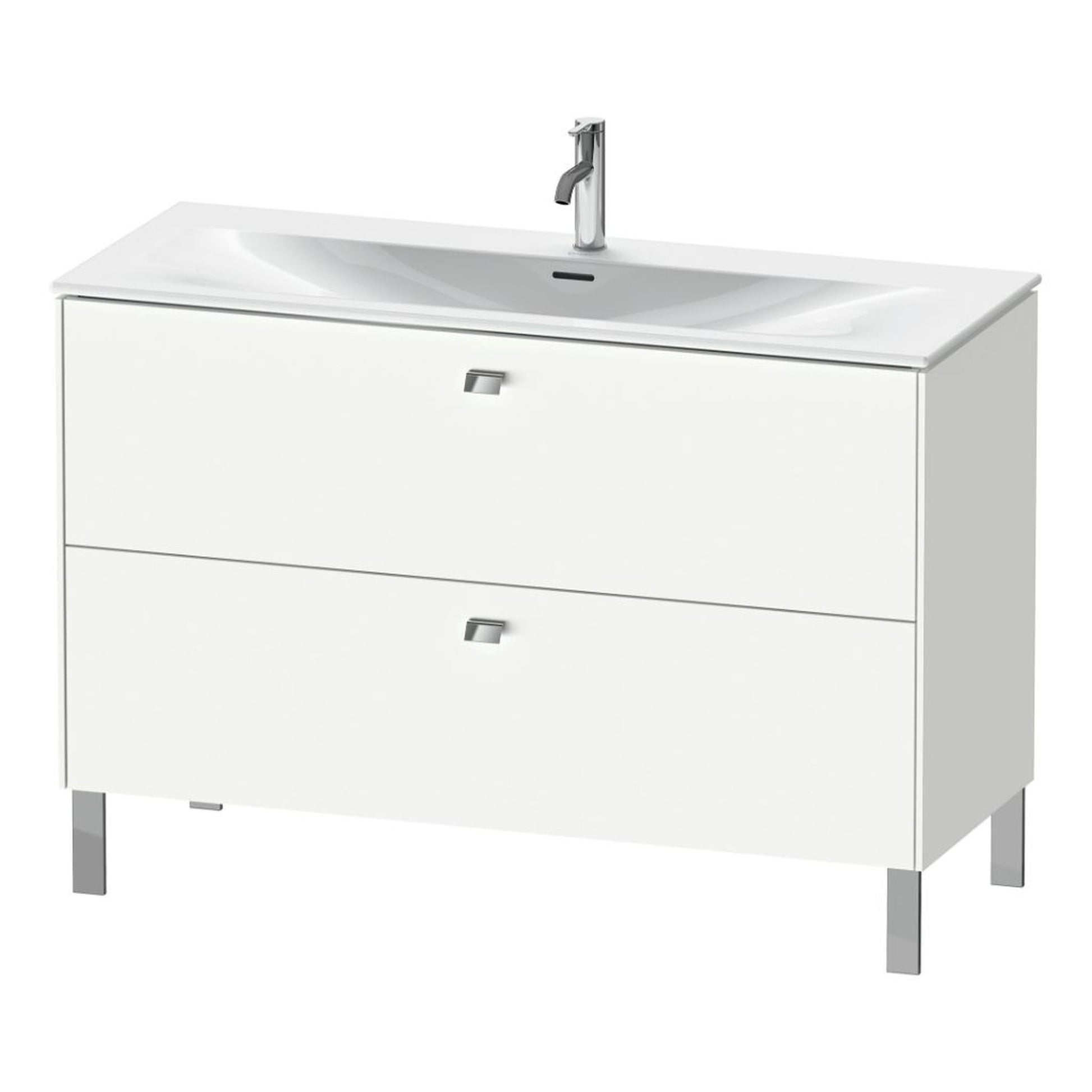 Duravit Brioso BR45140 48" x 27" x 19" Two Drawer Floor Standing Vanity Unit in White Matt and Chrome Handle
