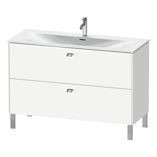 Duravit Brioso BR45140 48" x 27" x 19" Two Drawer Floor Standing Vanity Unit in White Matt and Chrome Handle