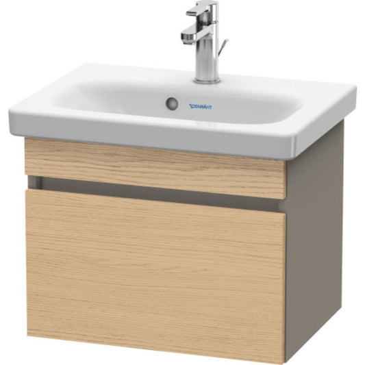 Duravit DuraStyle 20" x 16" x 14" One Drawer Wall-Mount Vanity Unit in Natural Oak and Basalt (DS630303043)