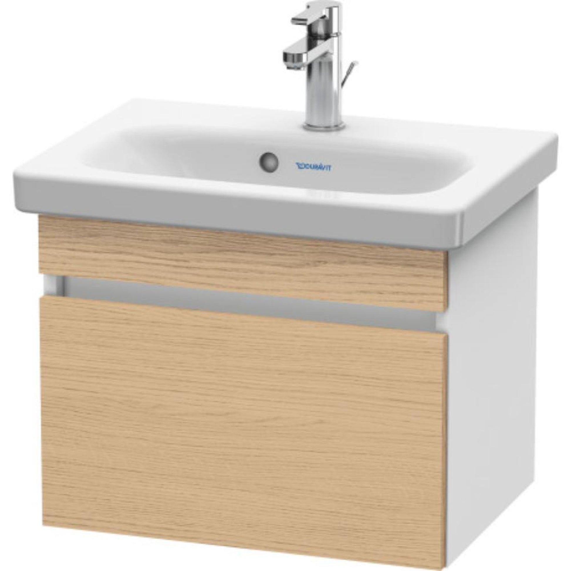 Duravit DuraStyle 20" x 16" x 14" One Drawer Wall-Mount Vanity Unit in Natural Oak and White (DS630303018)