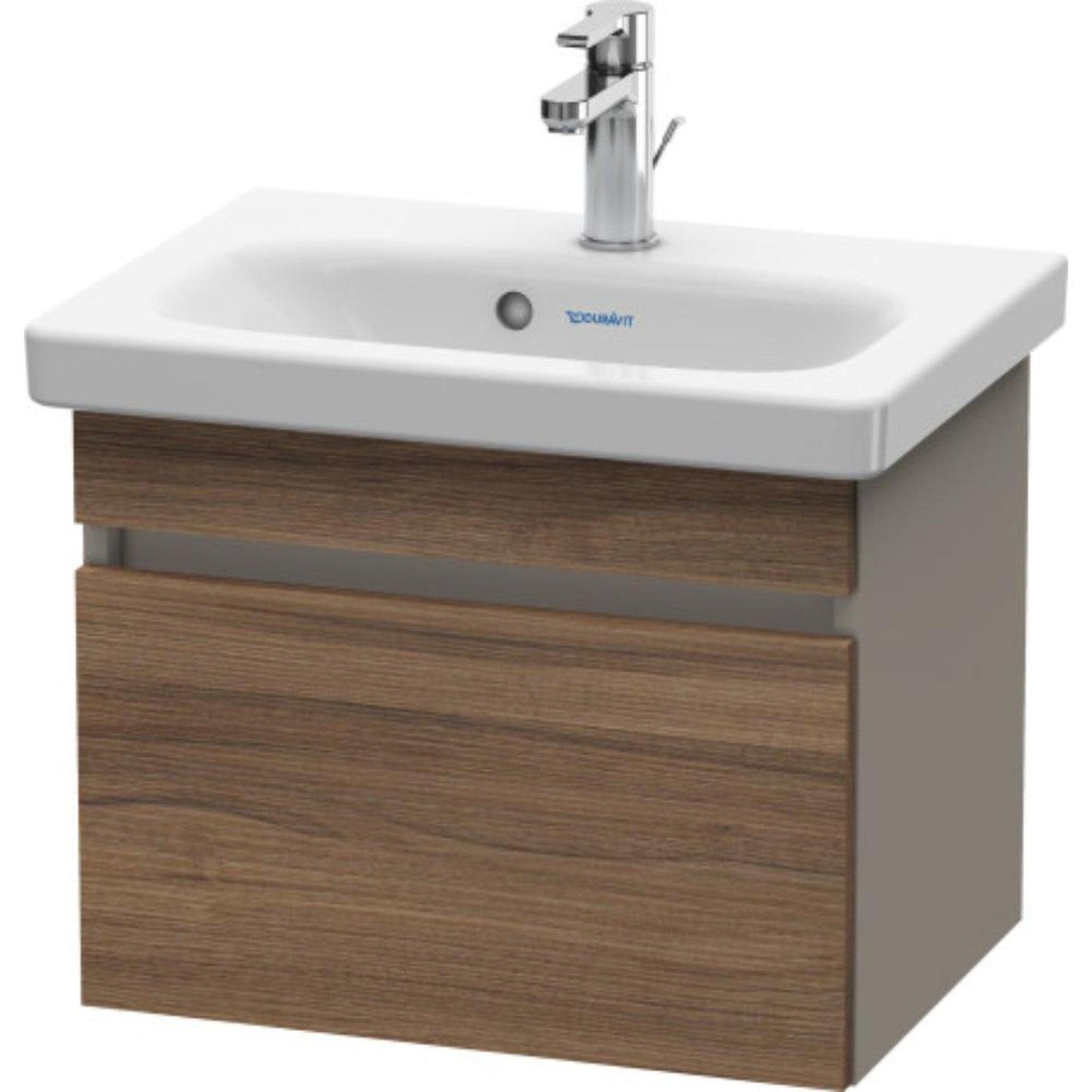 Duravit DuraStyle 20" x 16" x 14" One Drawer Wall-Mount Vanity Unit in Natural Walnut and Basalt (DS630307943)