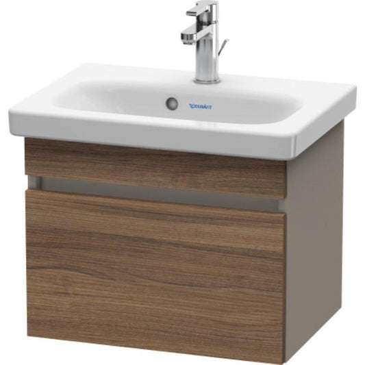 Duravit DuraStyle 20" x 16" x 14" One Drawer Wall-Mount Vanity Unit in Natural Walnut and Basalt (DS630307943)