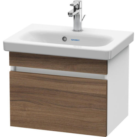 Duravit DuraStyle 20" x 16" x 14" One Drawer Wall-Mount Vanity Unit in Natural Walnut and White (DS630307918)