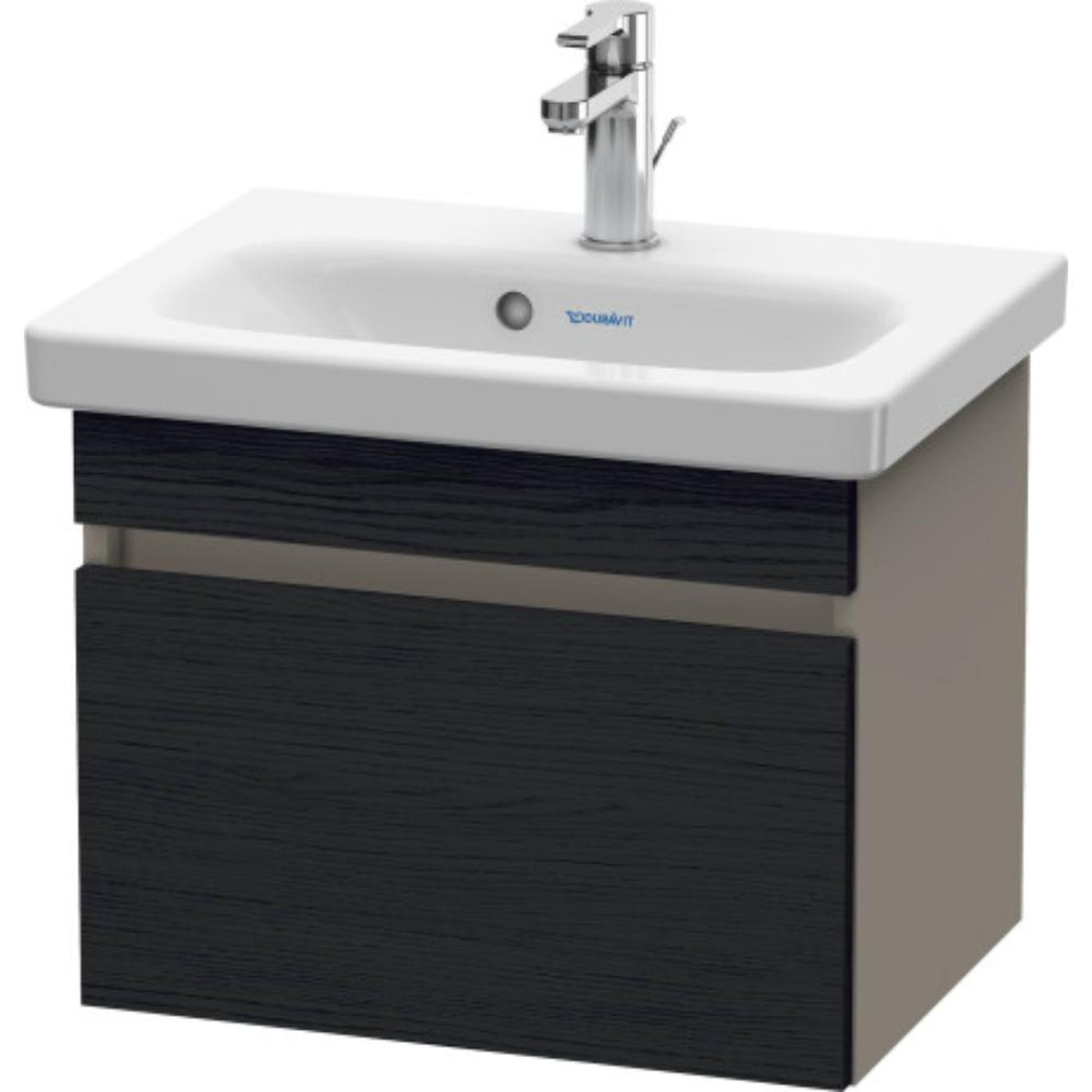 Duravit DuraStyle 20" x 16" x 14" One Drawer Wall-Mount Vanity Unit in Oak Black and Basalt (DS630301643)