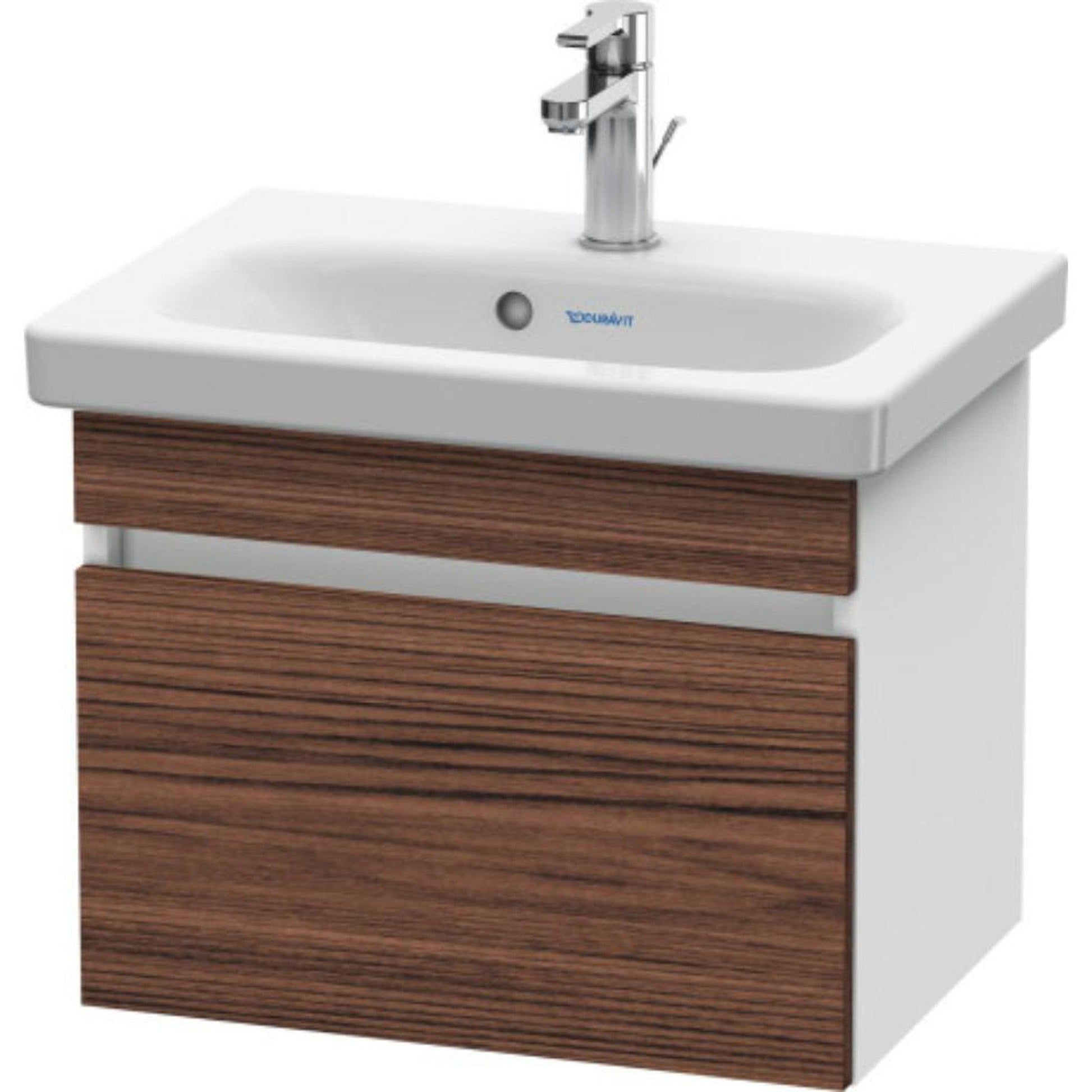 Duravit DuraStyle 20" x 16" x 14" One Drawer Wall-Mount Vanity Unit in Walnut Dark and White (DS630302118)
