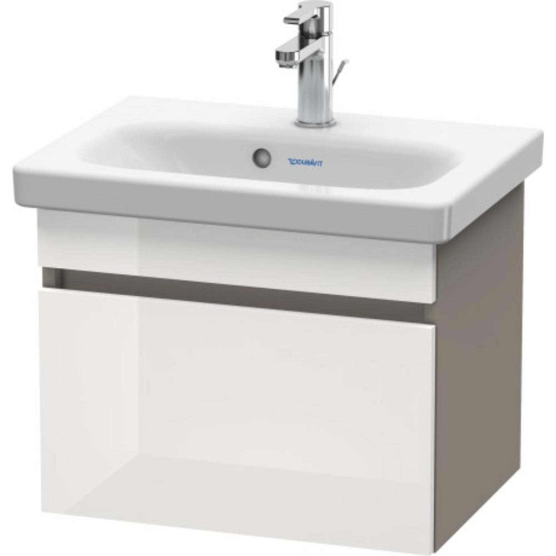 Duravit DuraStyle 20" x 16" x 14" One Drawer Wall-Mount Vanity Unit in White High Gloss and Basalt (DS630302243)