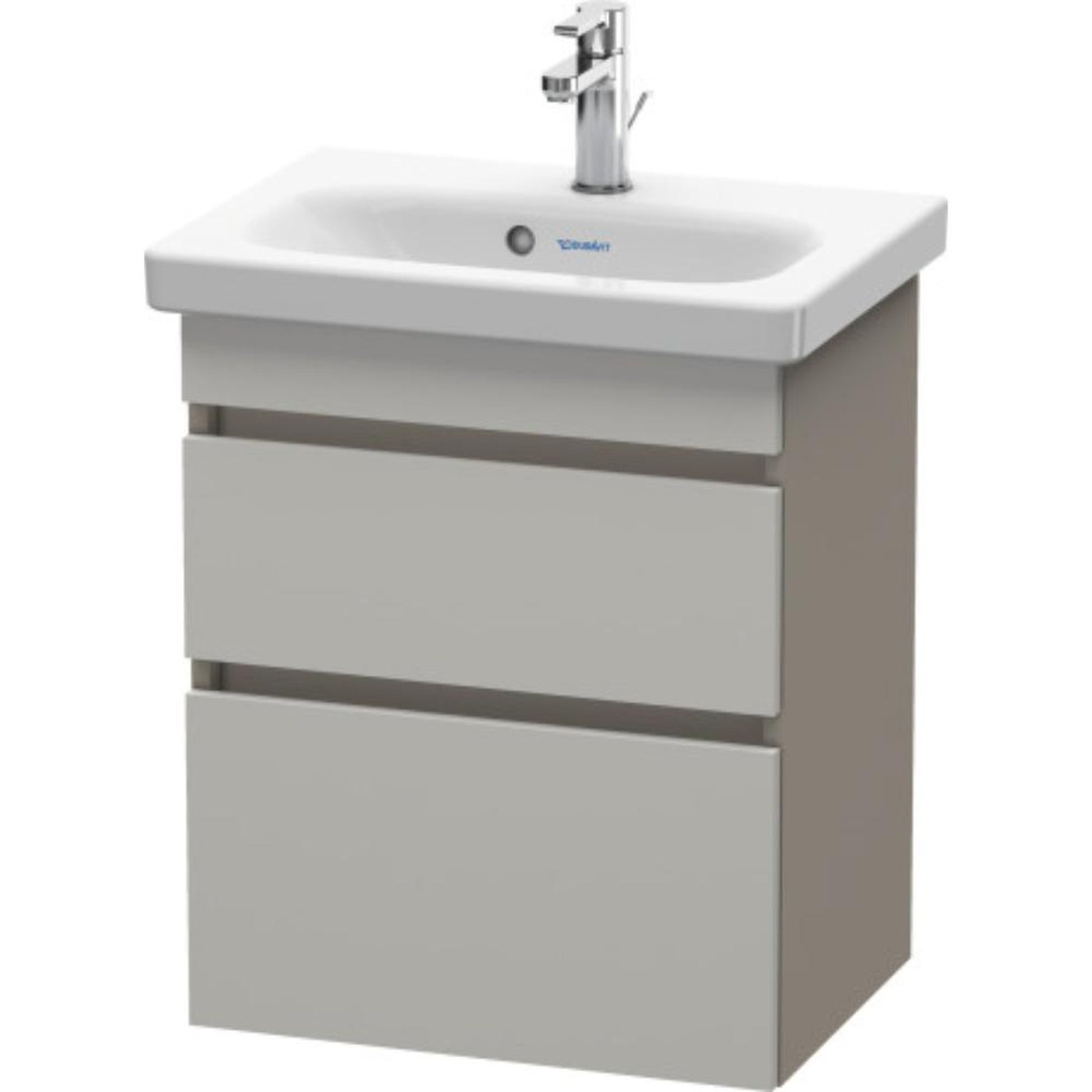 Duravit DuraStyle 20" x 24" x 14" Two Drawer Wall-Mount Vanity Unit in Concrete Grey Matt and Basalt (DS640300743)