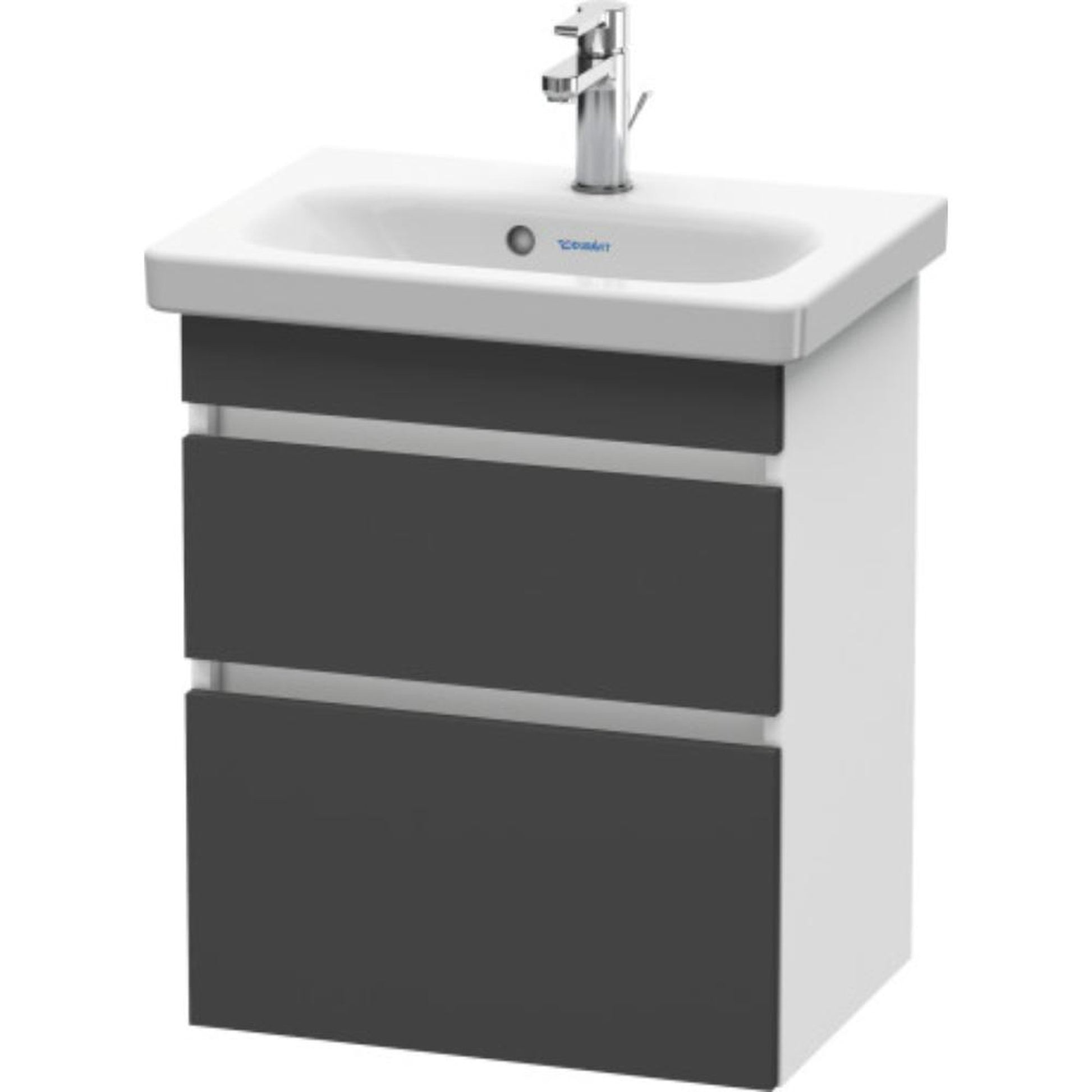 Duravit DuraStyle 20" x 24" x 14" Two Drawer Wall-Mount Vanity Unit in Graphite and White (DS640304918)