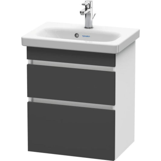 Duravit DuraStyle 20" x 24" x 14" Two Drawer Wall-Mount Vanity Unit in Graphite and White (DS640304918)