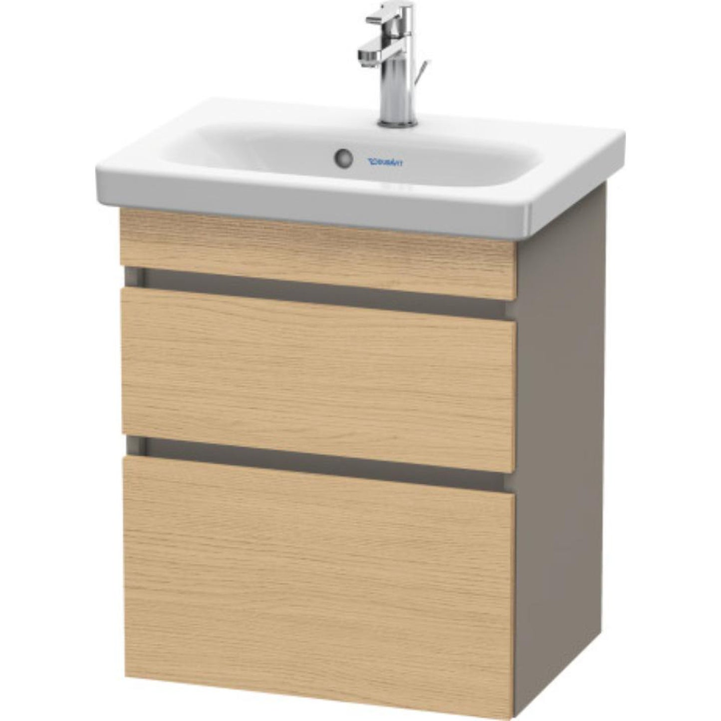 Duravit DuraStyle 20" x 24" x 14" Two Drawer Wall-Mount Vanity Unit in Natural Oak and Basalt (DS640303043)