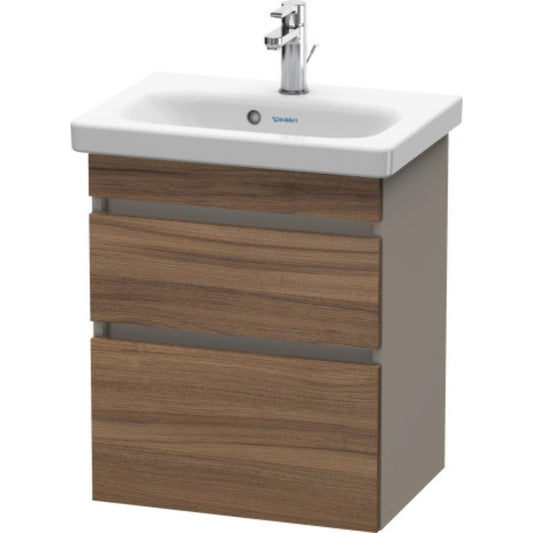 Duravit DuraStyle 20" x 24" x 14" Two Drawer Wall-Mount Vanity Unit in Natural Walnut and Basalt (DS640307943)