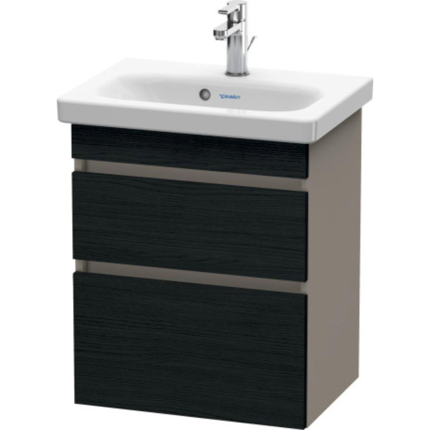 Duravit DuraStyle 20" x 24" x 14" Two Drawer Wall-Mount Vanity Unit in Oak Black and Basalt (DS640301643)