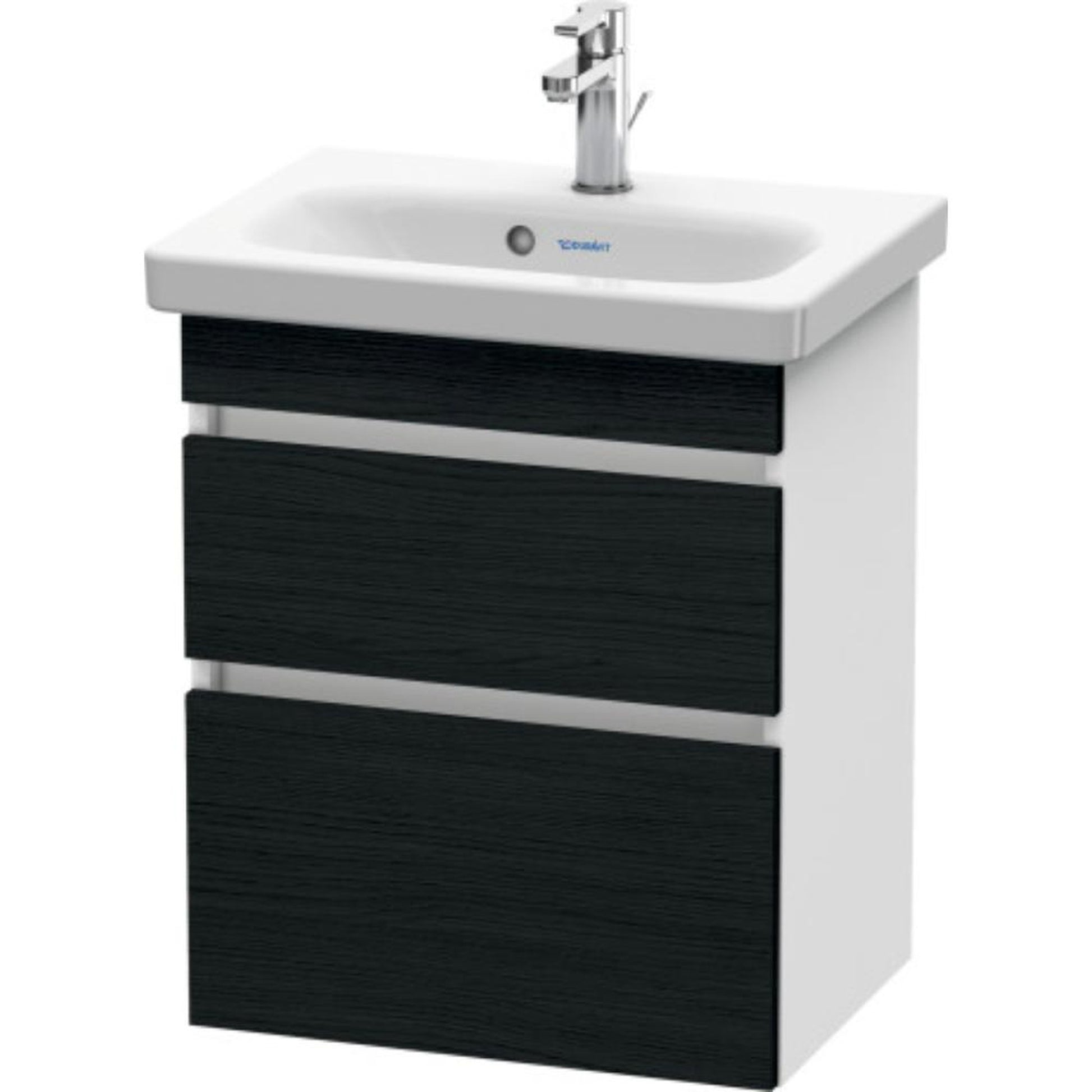 Duravit DuraStyle 20" x 24" x 14" Two Drawer Wall-Mount Vanity Unit in Oak Black and White (DS640301618)