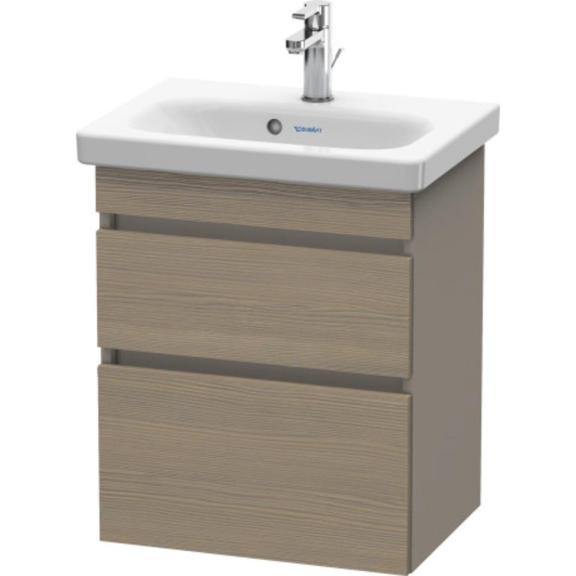 Duravit DuraStyle 20" x 24" x 14" Two Drawer Wall-Mount Vanity Unit in Oak Terra and Basalt (DS640303543)